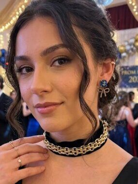 NEW ABS Black Velvet Choker with GoldTone Chain Accent